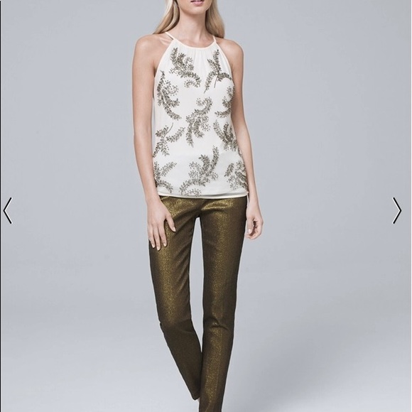 White House Black Market NWT Embelished Leaf Tank - Picture 4 of 7